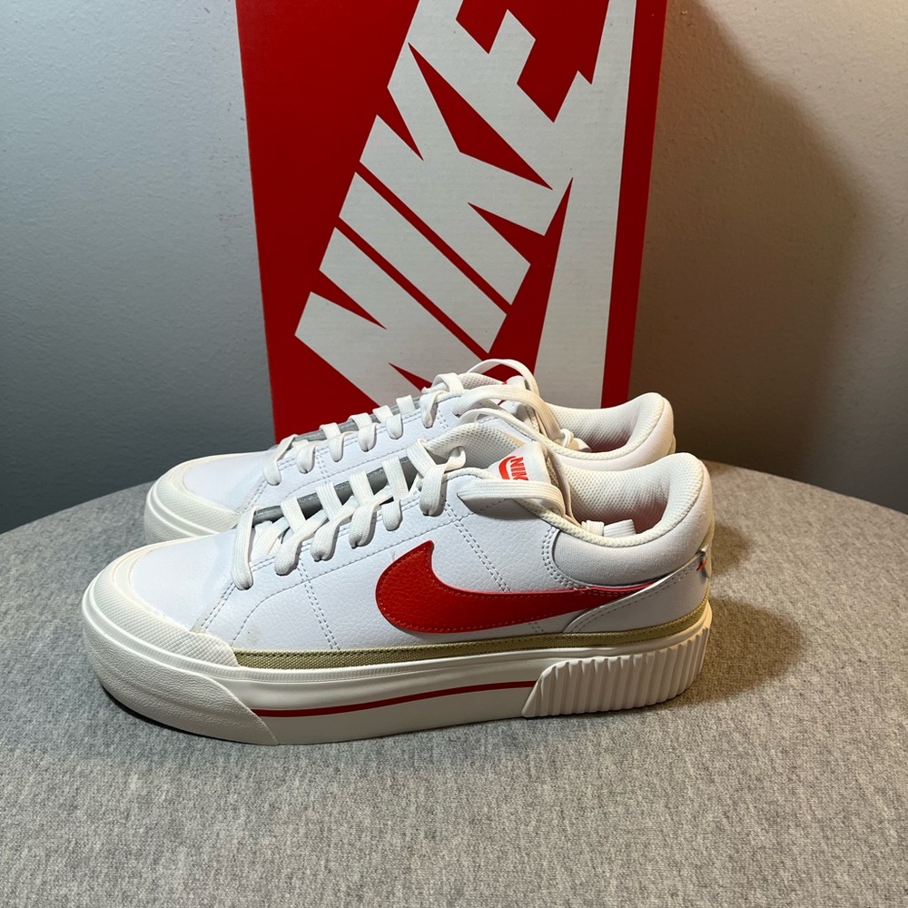 Nike Court Legacy Lift White Gold Red Causal Women Shoe Size 8 DM7590-110 - Picture 4 of 11